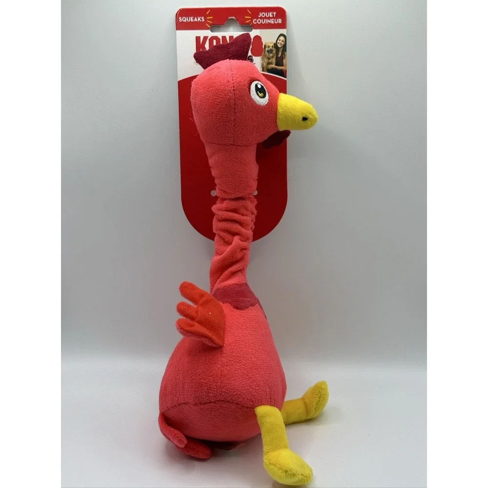 KONG Shakers Bobz Medium Squeaky Rooster Dog Toy Tough Flexible Cord